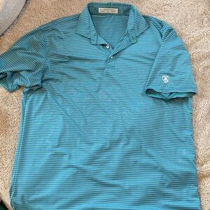 Teal Striped golf Polo Shirt for Men